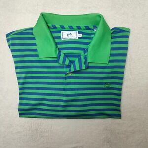 Southern Tide Polo Shirt Mens 2XL Green Blue Striped Golf Performance Collared